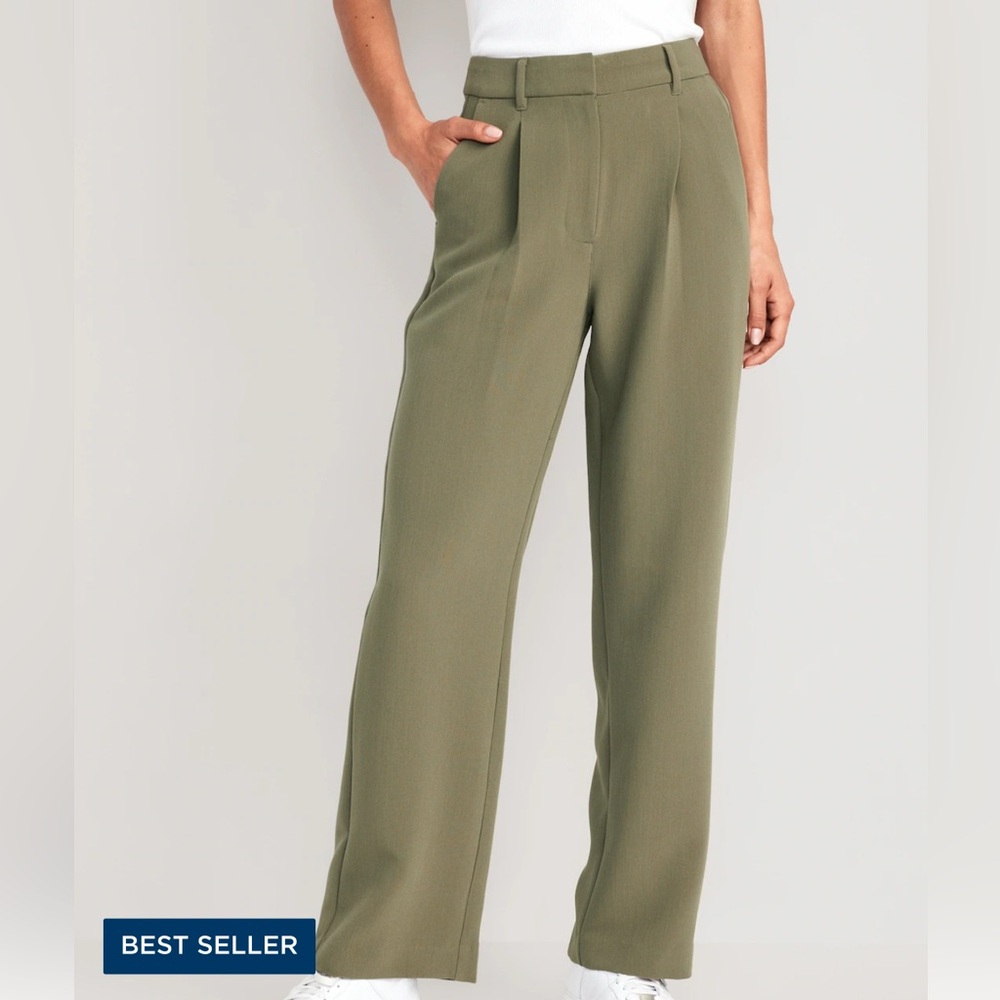 Olive green wide leg pants